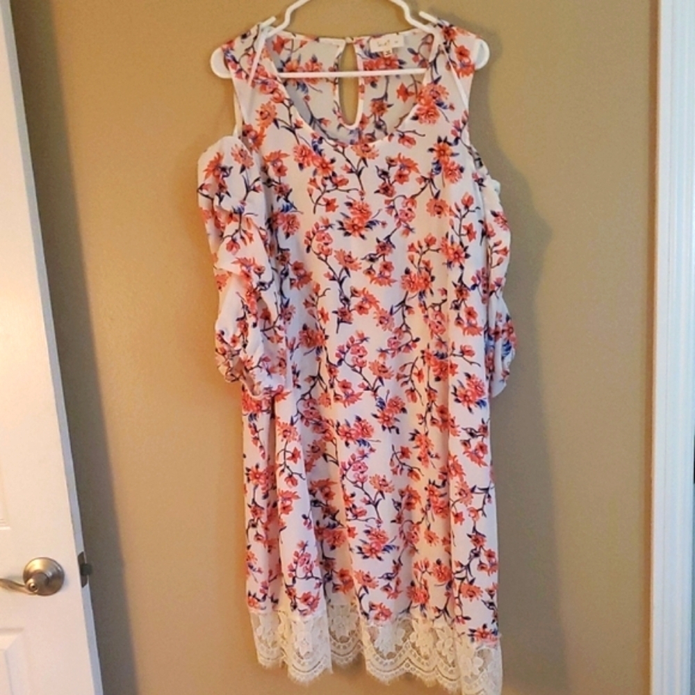 Love J Floral Dress with Lace Detail And Peek A Boo Sholders